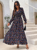 Gianna Smocked Printed V-Neck Flounce Sleeve Dress | 4 Colors