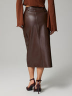 Lily Slit Midi Skirt with Pockets | Dark Brown or Black