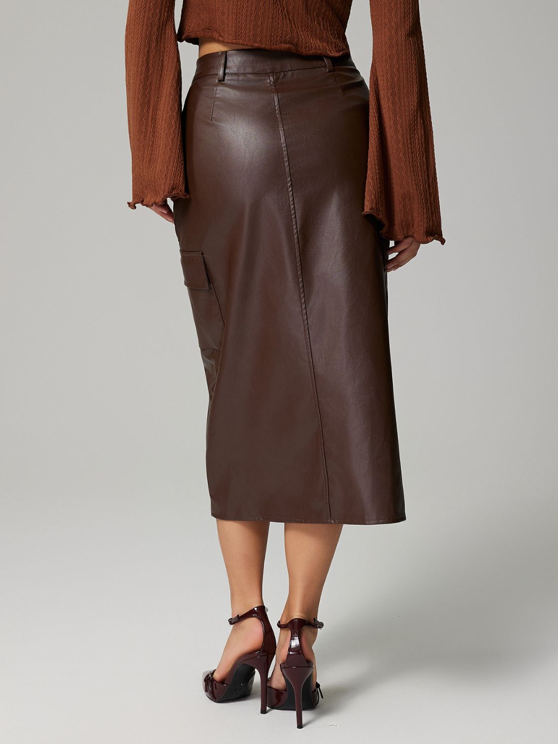 Lily Slit Midi Skirt with Pockets | Dark Brown or Black