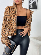 Adriana Fuzzy Leopard Zip Up Jacket
