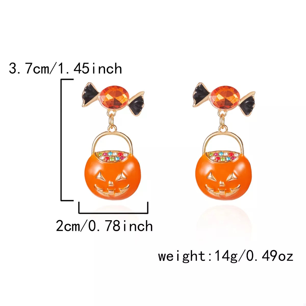 Halloween pumpkin drop earrings in gold-plated zinc alloy