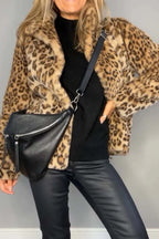 Alessia Full Size Leopard Furry Collared Neck Long Sleeve Coat | 5 Colors