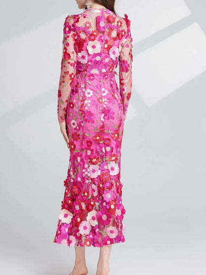 The Enchanted Flower embroidered mesh maxi dress by Pinup Girl Clothing, sizes XS to 4X.