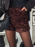 Taylor sequin mid-rise shorts in burgundy by Pinup Girl Clothing