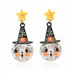 Bloomin' Luna Witch Earrings, floral moon witch drop earrings