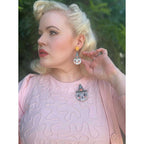 Bloomin' Luna Witch Earrings, floral moon witch drop earrings (view 2)