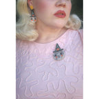 Bloomin' Luna Witch Earrings, floral moon witch drop earrings (view 5)
