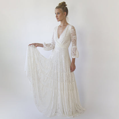 Juniper ivory fringed lace wrap gown, additional view