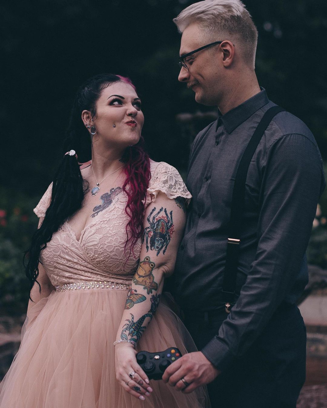 Seraphine Lace Wrap Gown with Cathedral Train in Blush