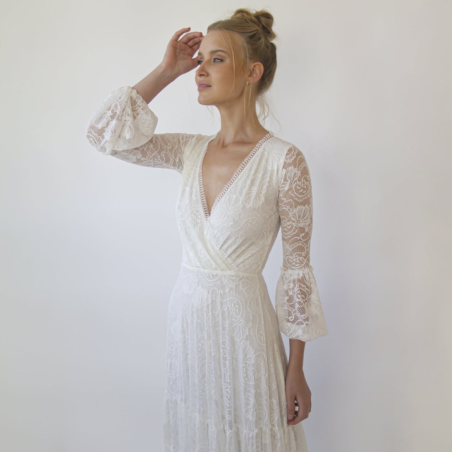 Juniper ivory lace wrap gown size and measurement chart