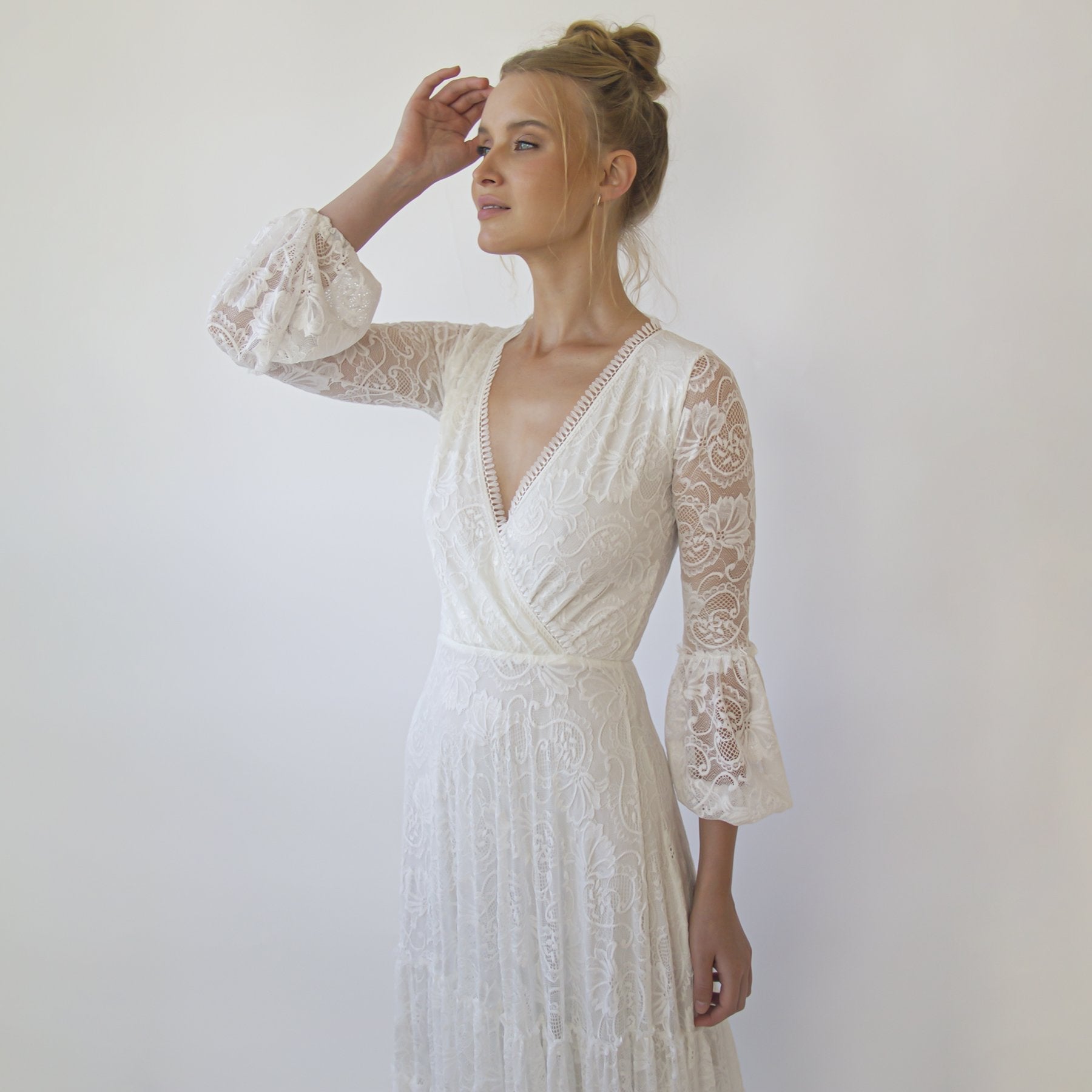 Juniper ivory lace wrap gown size and measurement chart