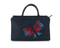 Butterfly black leather satchel with a hand painted butterfly by Pinup Girl Clothing