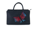 Butterfly black leather satchel with a hand painted butterfly by Pinup Girl Clothing