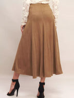 Sahara A-line camel midi skirt by Pinup Girl Clothing