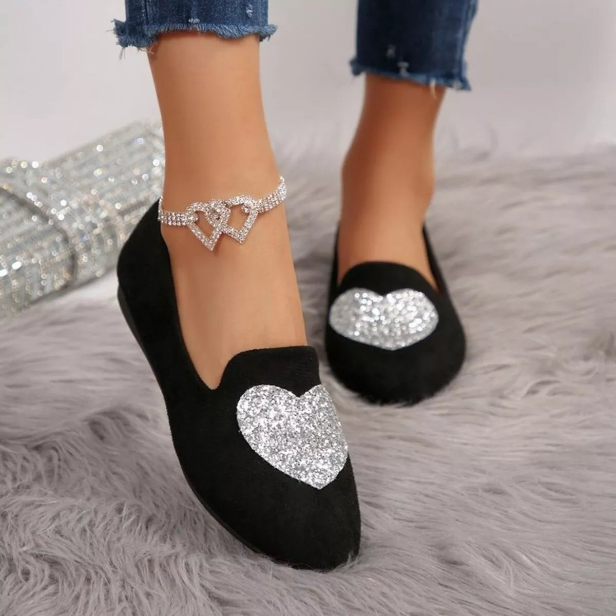 My Heart Be'dazzled slip-on loafer flats by Pinup Girl Clothing, US 5 to 10.5.