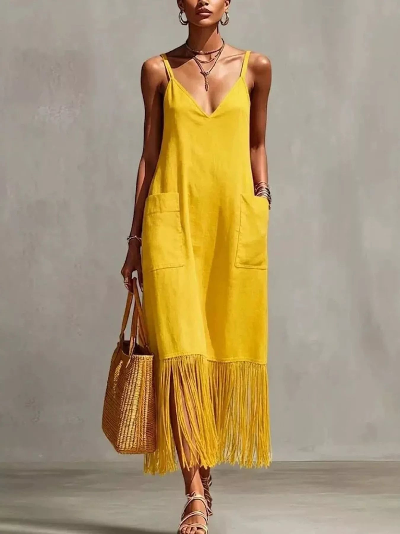 Coco Fringe Dress in Yellow by Pinup Girl Clothing