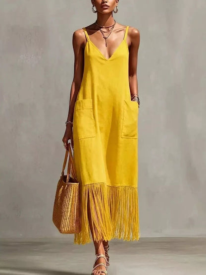 Coco Fringe Dress in Yellow by Pinup Girl Clothing