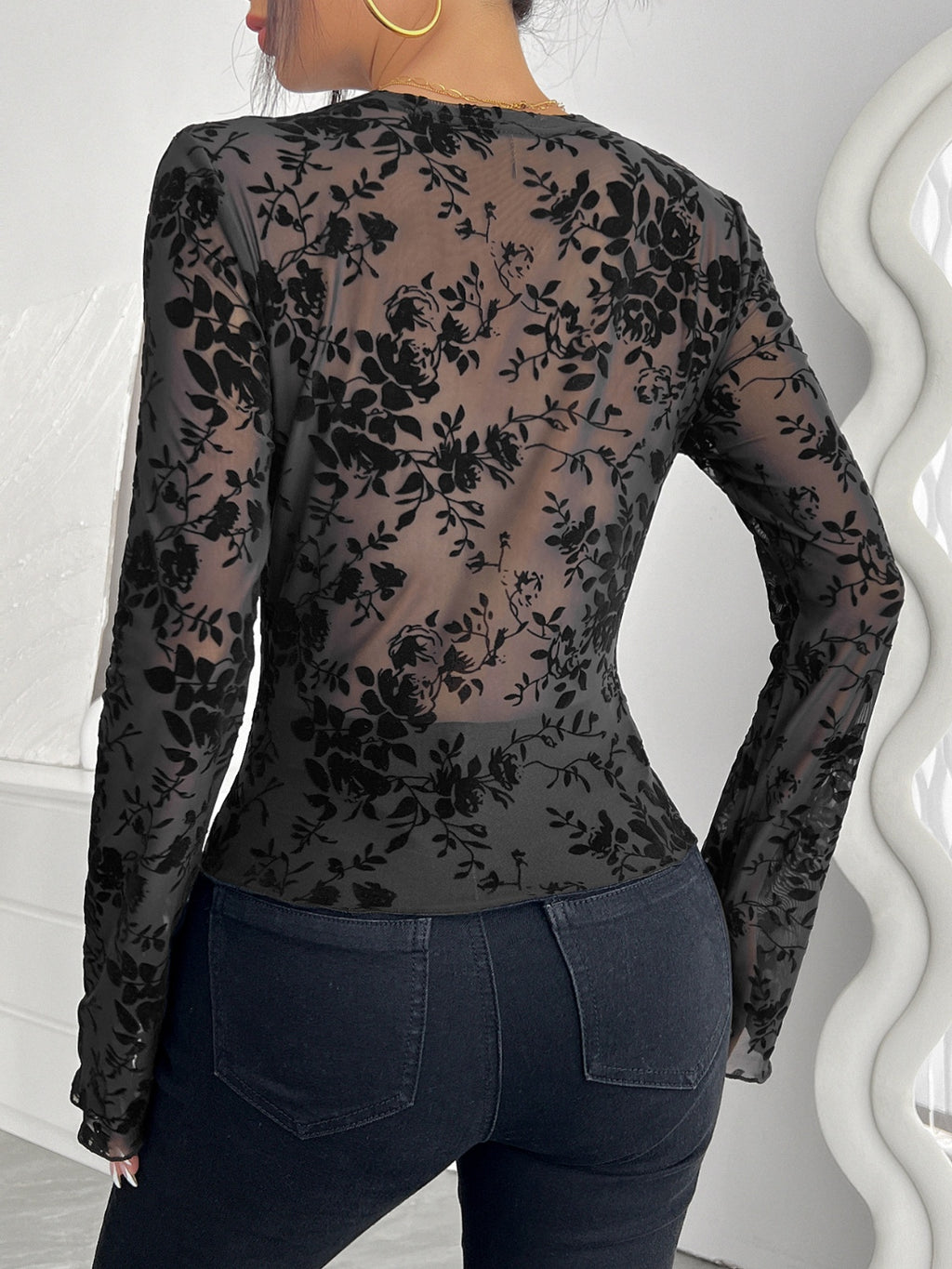 Get Your Neck Burnt Velvet Lace Top | Poundton