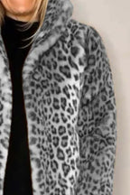 Alessia Full Size Leopard Furry Collared Neck Long Sleeve Coat | 5 Colors