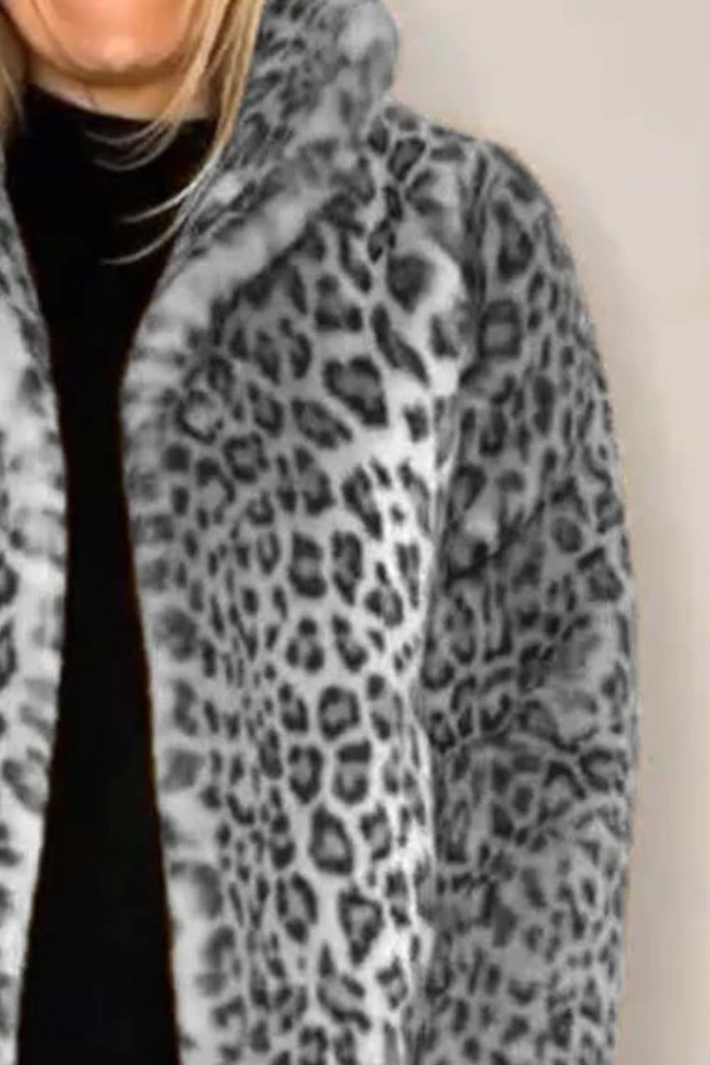 Alessia Full Size Leopard Furry Collared Neck Long Sleeve Coat | 5 Colors