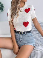 Amour Cherie heart-print short-sleeve knit top by Pinup Girl Clothing
