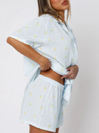 Saint Val Button Down Top and Shorts Pajama Set | 4 Colors | Poundton