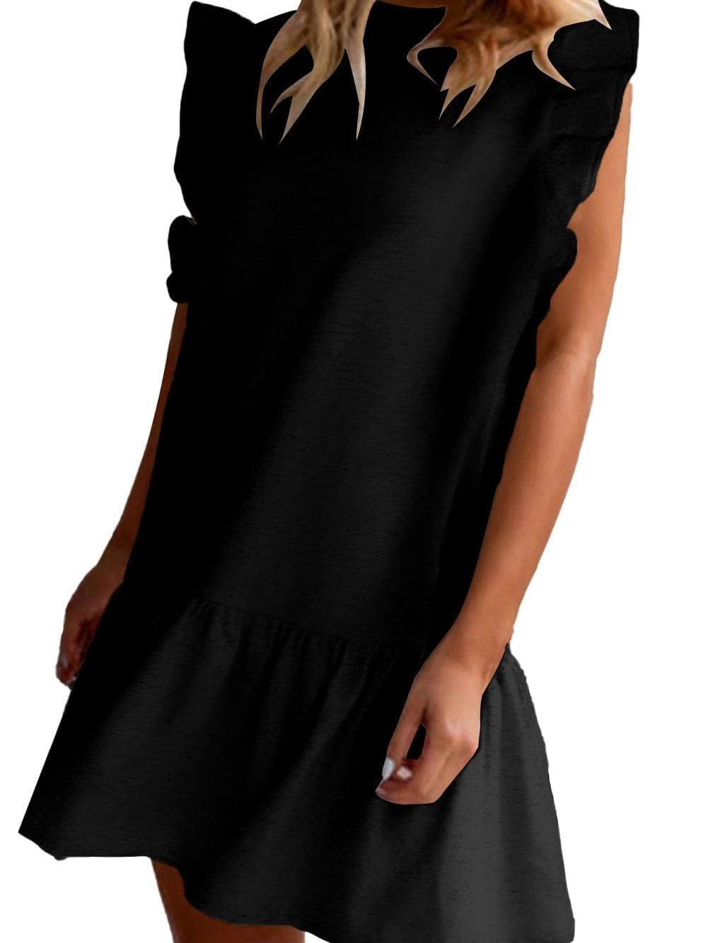 Black Cap Mini Shift Dress