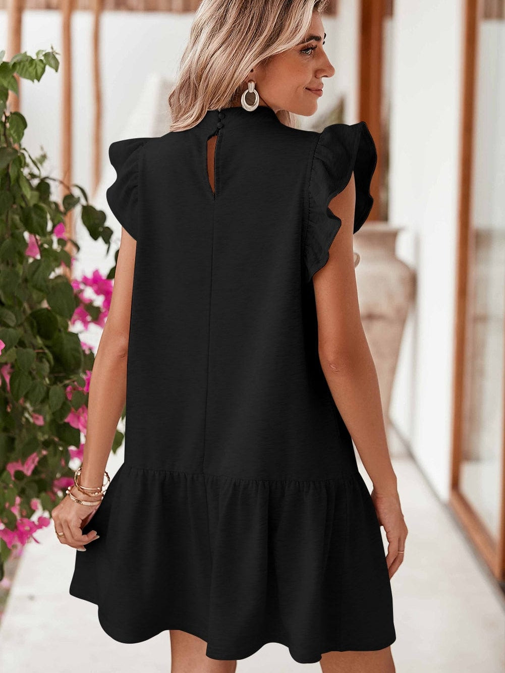 Black Cap Mini Shift Dress
