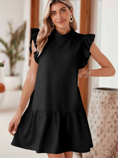 Black Cap Mini Shift Dress