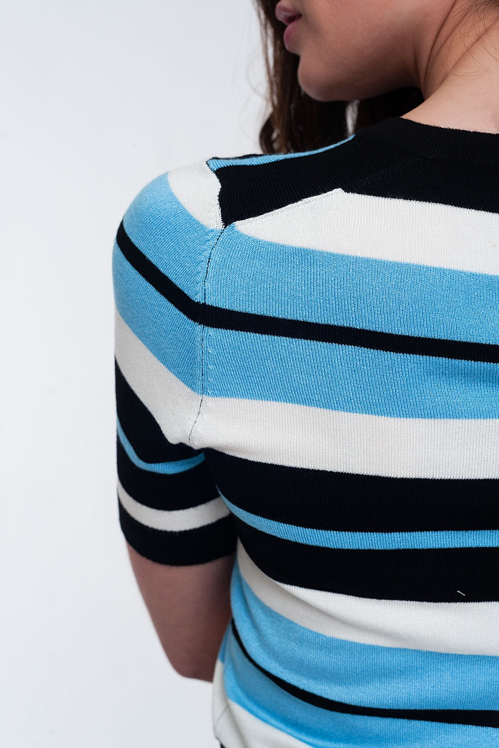 Coastal Stripe Crew Neck Knit Top | Q2