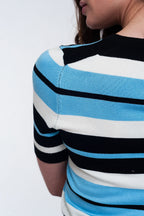 Coastal Stripe Crew Neck Knit Top | Q2