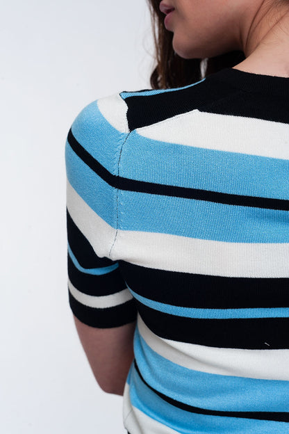 Coastal Stripe Crew Neck Knit Top