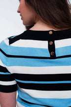 Coastal Stripe Crew Neck Knit Top | Q2