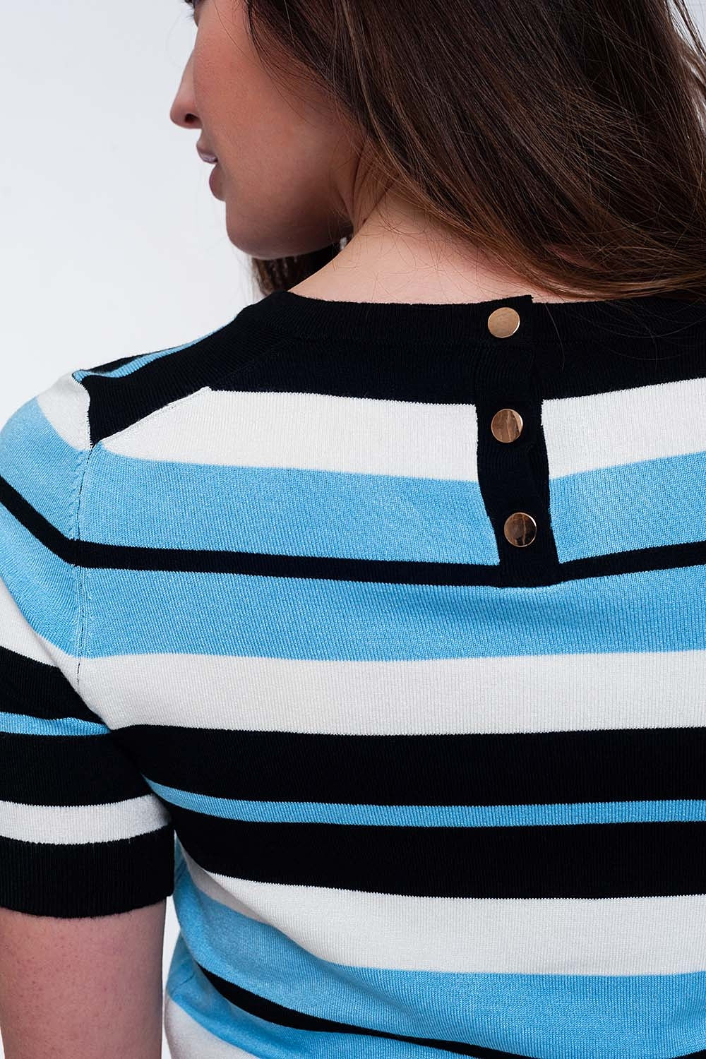 Coastal Stripe Crew Neck Knit Top | Q2
