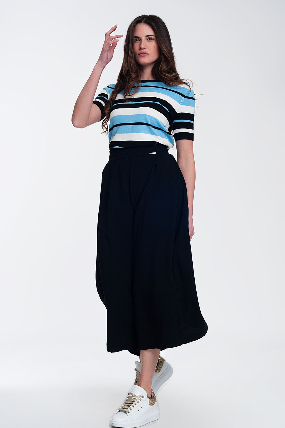 Coastal Stripe Crew Neck Knit Top | Q2