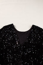 Countdown black sequin long sleeve top, sleeve and cuff detail