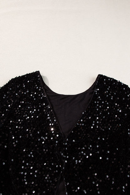 Countdown Black Sequin Long Sleeve Top