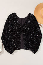 Countdown black sequin long sleeve top, open back detail