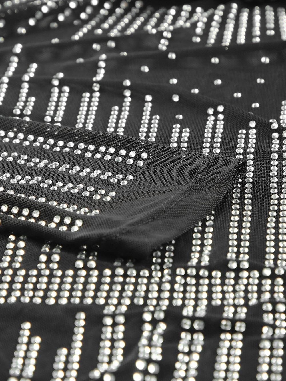 Starlight Rhinestone Sheer Mesh Bodysuit in Black