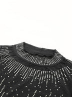 Starlight Rhinestone Sheer Mesh Bodysuit in Black
