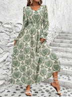 Gianna Smocked Printed V-Neck Flounce Sleeve Dress | 4 Colors