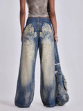 Vintage wash wide-leg jeans in black by Pinup Girl Clothing.
