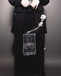 Death Witch Tote Bag, black organic cotton tote with a Death Witch tarot print