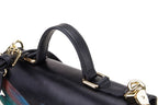 Dragonfly black leather top handle bag, another view, by Pinup Girl Clothing