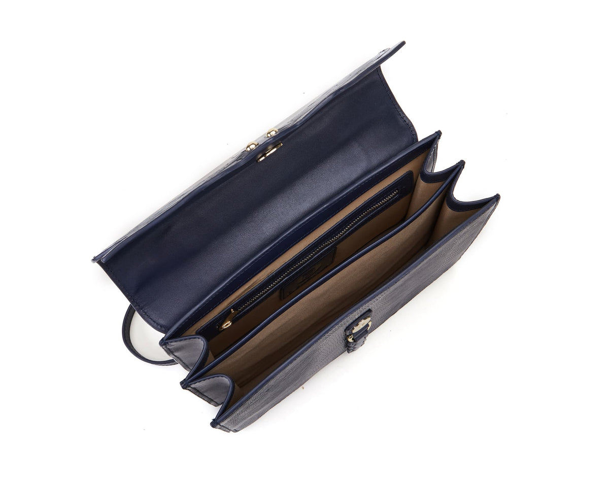Dragonfly black leather top handle bag, another view, by Pinup Girl Clothing