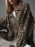 Elisabetta Leopard Button Up Long Sleeve Denim Jacket | 2 Colors