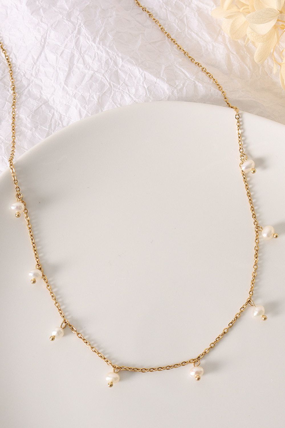 Emma 18K Gold-Plated Titanium Steel Pearl Necklace