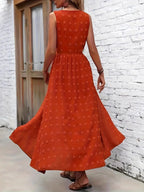 70s maxi romper dress for sunset dinners, by Pinup Girl Clothing, sizes XS to 4X.