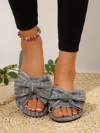 Leyla bow-knot open-toe slide sandals by Pinup Girl Clothing