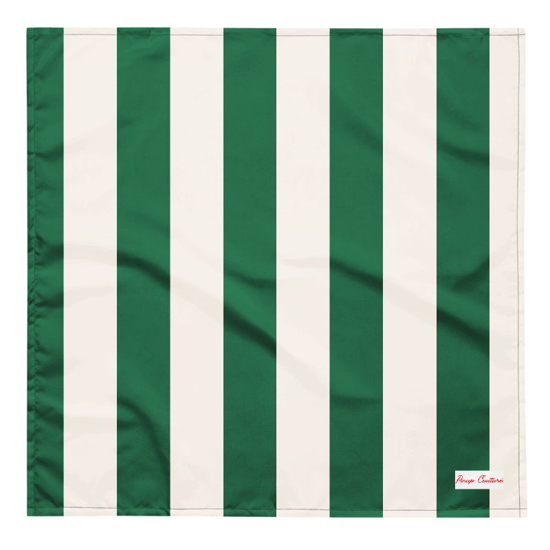 Cyndi Green and White Mark Stripe Bandana